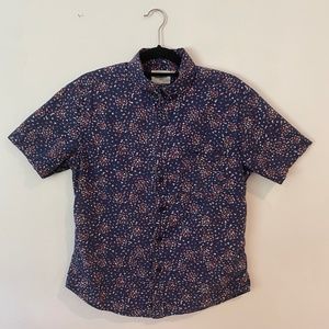 Goodfellow & Co Blue/Purple Design Short Sleeve Button Down Shirt - Medium